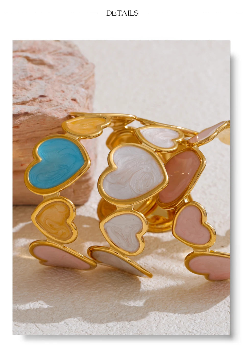 Colorful Enamel Heart Love Cuff Bracelet