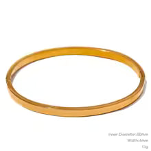 Gold Stainless Steel Wide Round Bracelet