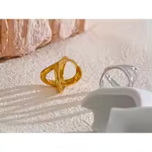 PVD Plated X-Shape Geometric Ring