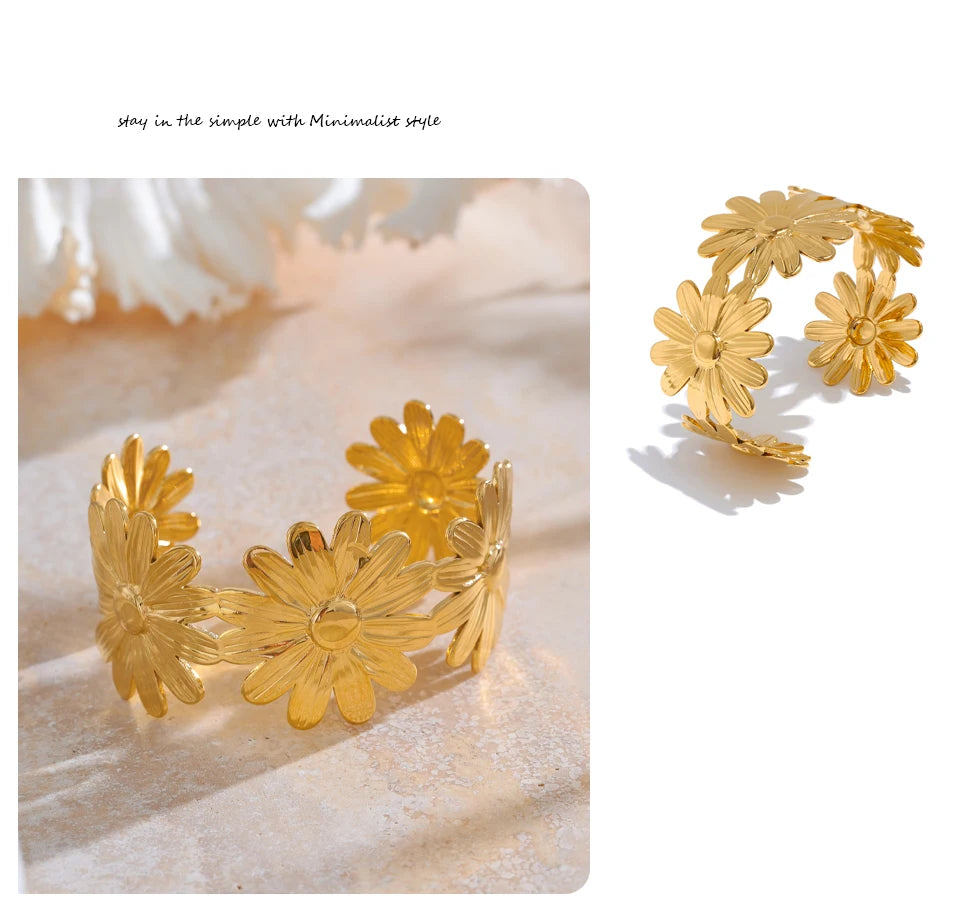 Sunflower Wide Cuff Bracelet