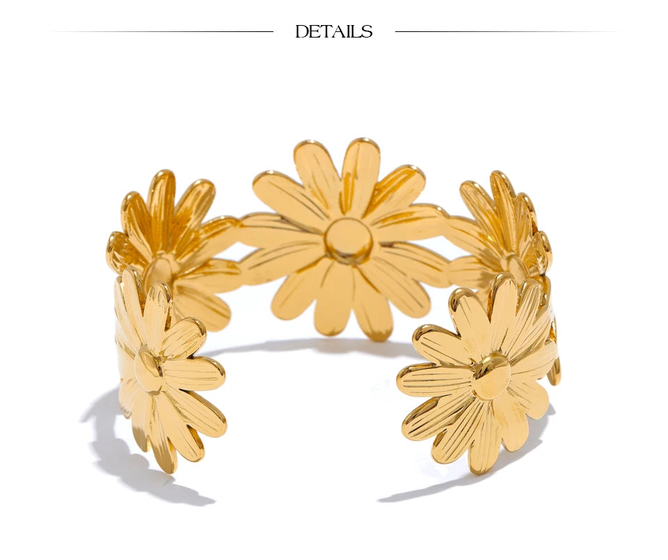 Sunflower Wide Cuff Bracelet