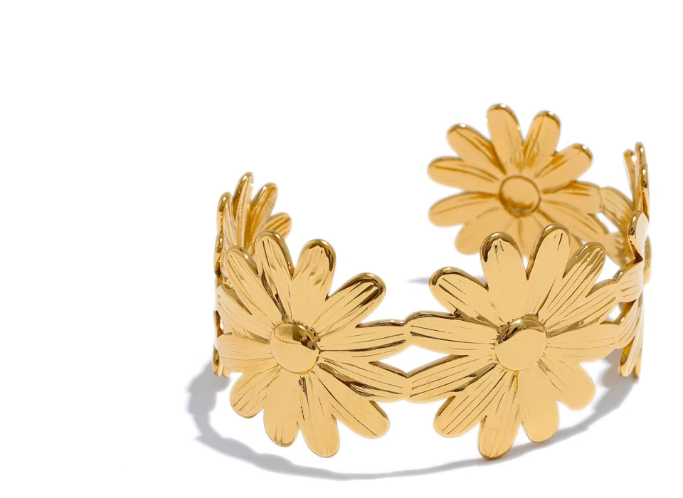 Sunflower Wide Cuff Bracelet