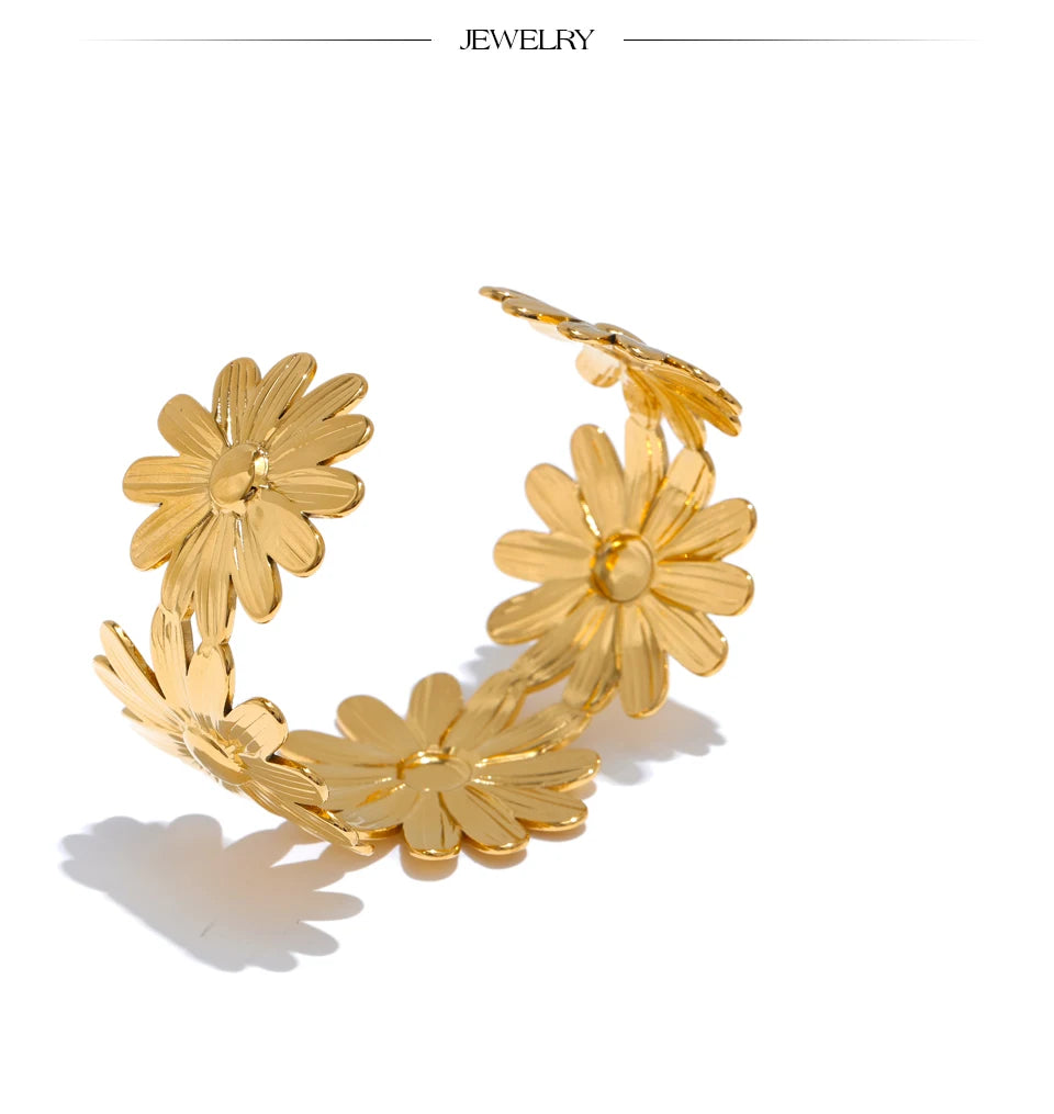 Sunflower Wide Cuff Bracelet