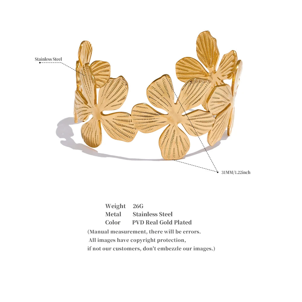 Gold Flower Cuff Bracelet