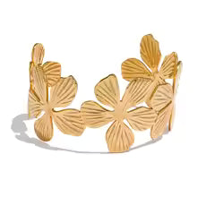 Gold Flower Cuff Bracelet