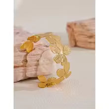 Gold Flower Cuff Bracelet