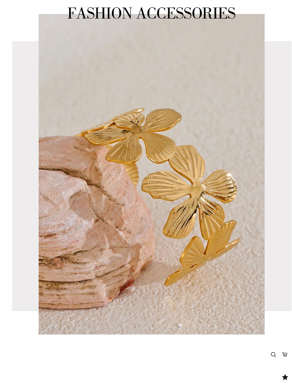 Gold Flower Cuff Bracelet