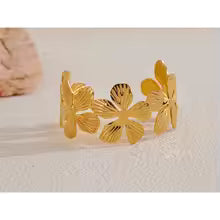 Gold Flower Cuff Bracelet