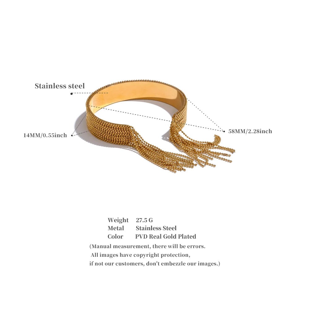 Gold Chain Tassel Cuff Bracelet