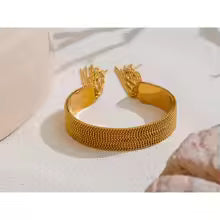Gold Chain Tassel Cuff Bracelet