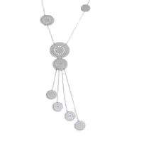 Silver Plated Hollow Round Long Drop Necklace