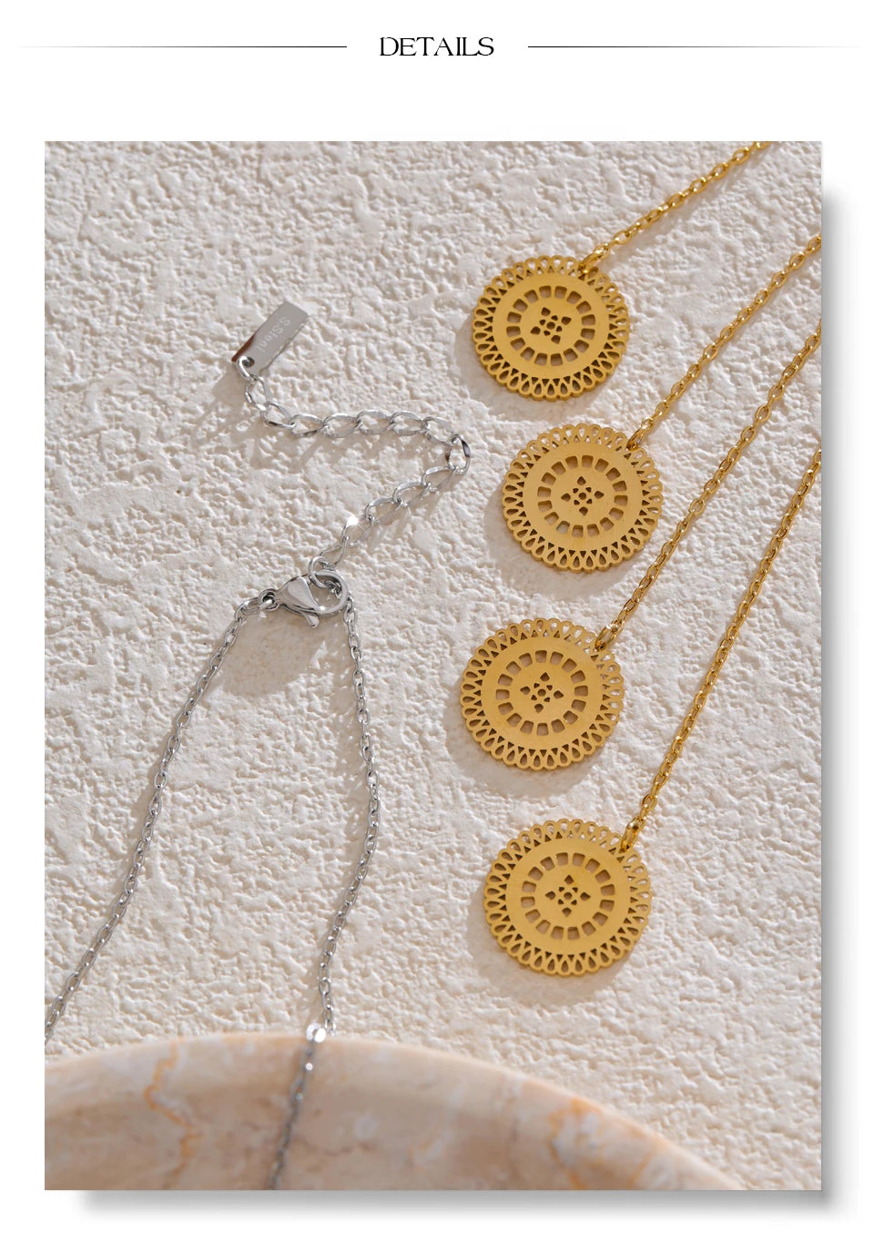 Silver Plated Hollow Round Long Drop Necklace