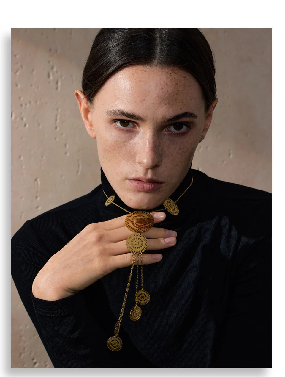 Silver Plated Hollow Round Long Drop Necklace