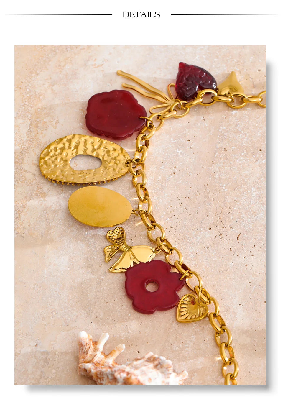 Red Flower Pendant Necklace