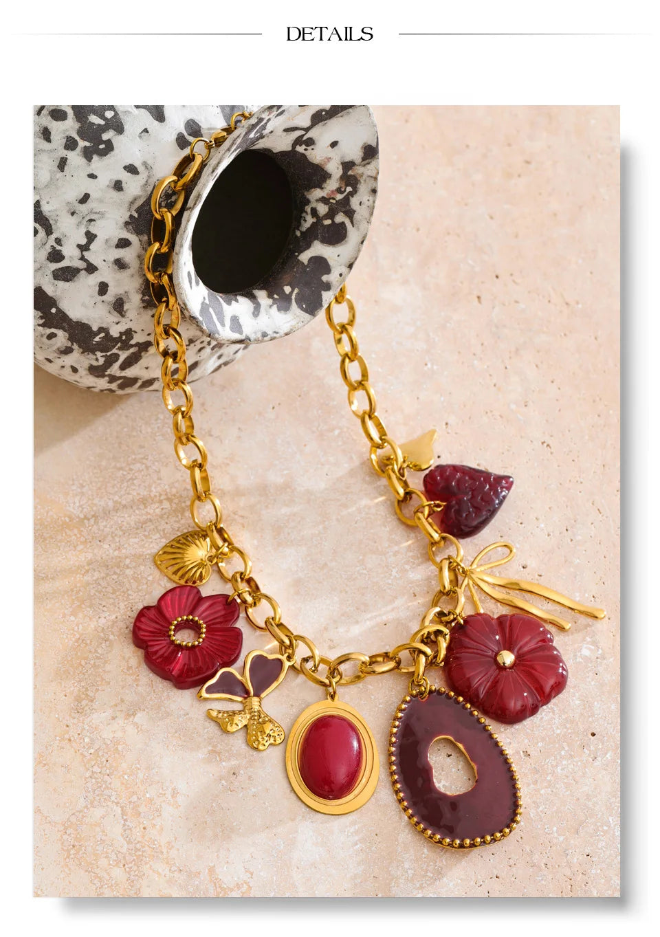 Red Flower Pendant Necklace