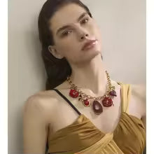 Red Flower Pendant Necklace