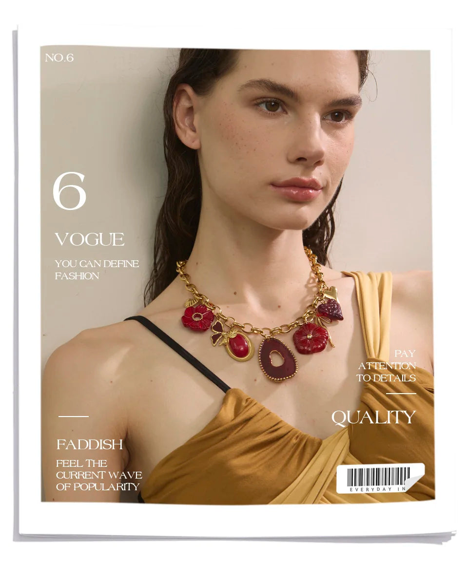 Red Flower Pendant Necklace