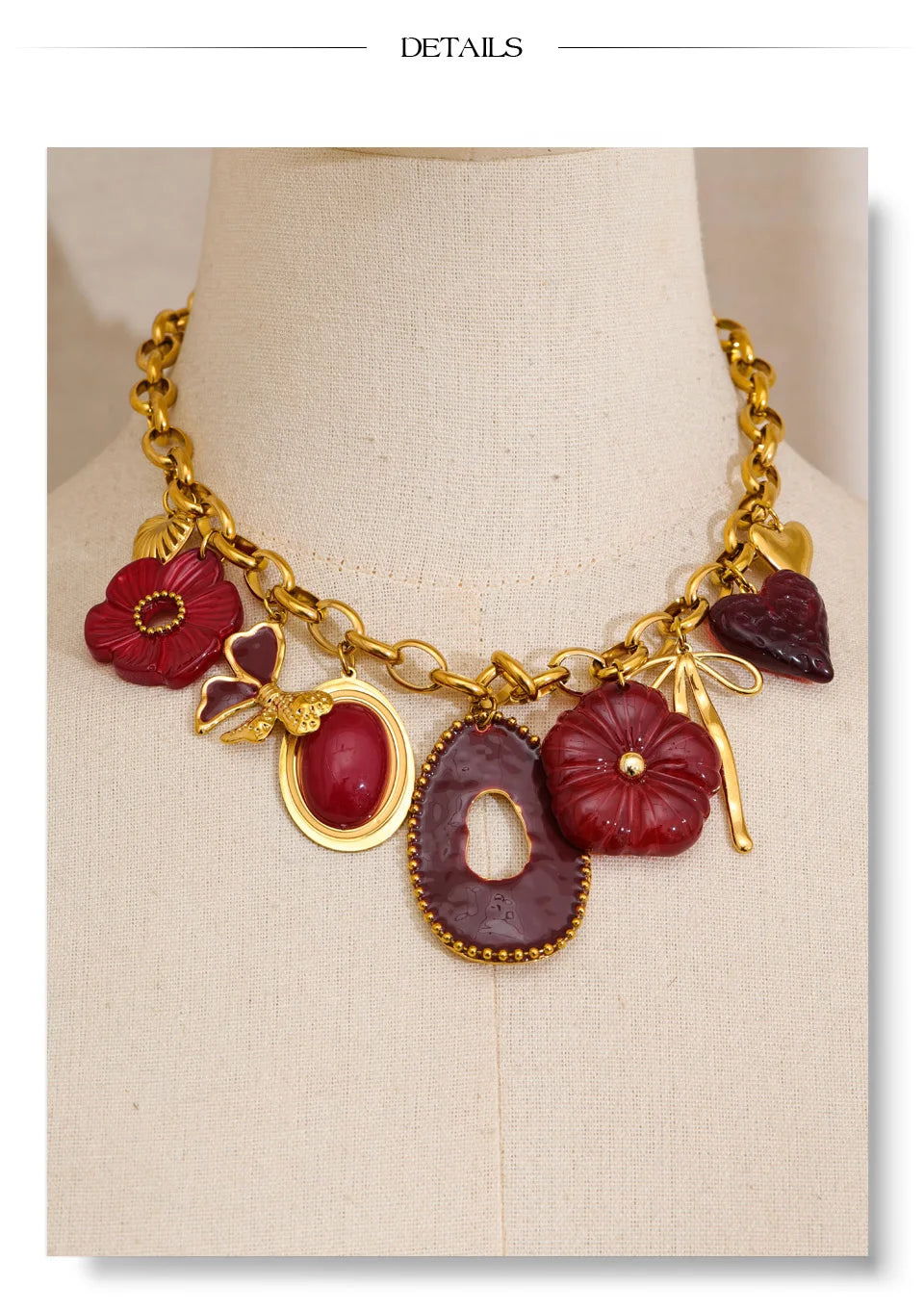 Red Flower Pendant Necklace