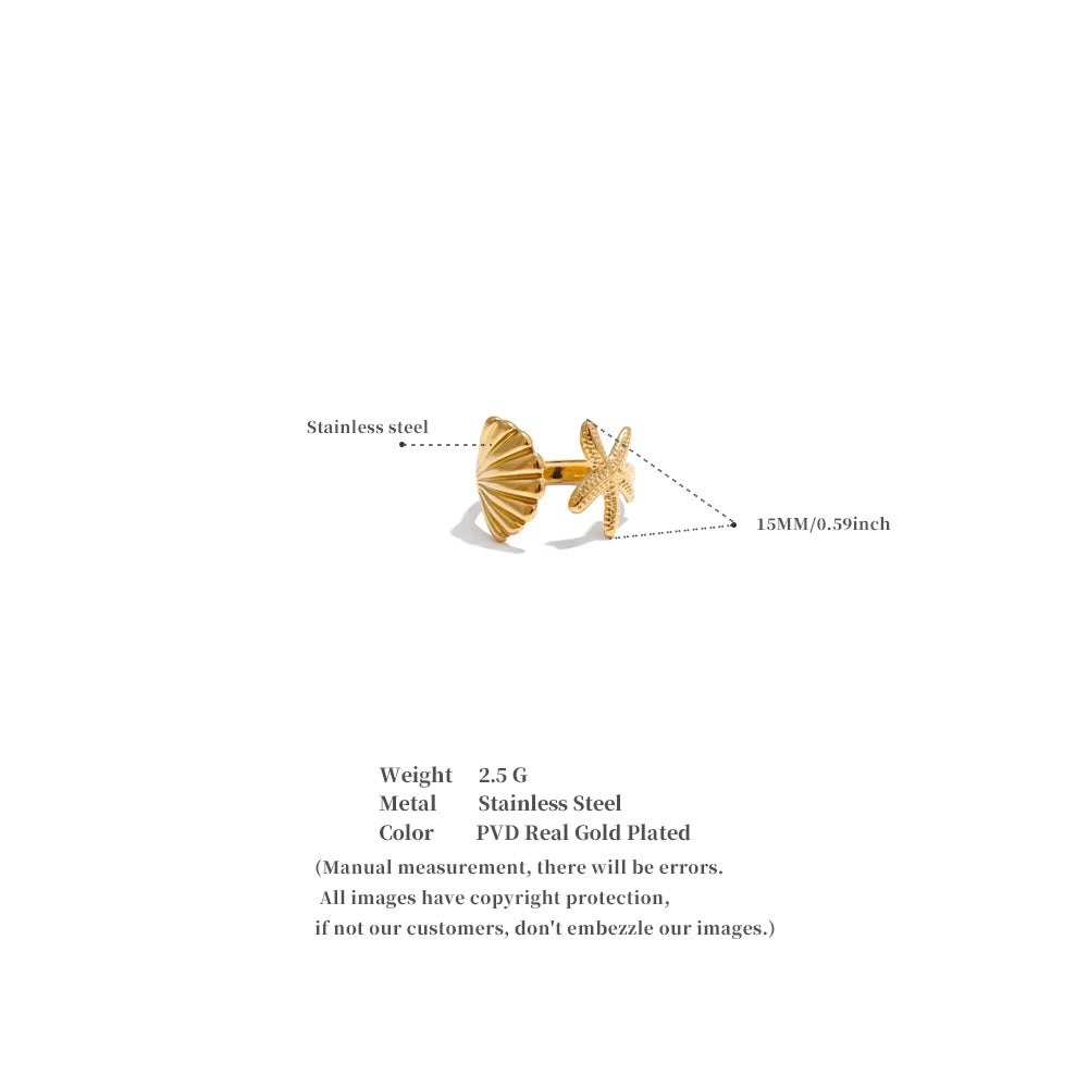 Fish Pattern Conch Shell Ring