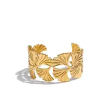 18K Gold PVD Ginkgo Biloba Cuff Bracelet