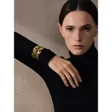 18K Gold PVD Ginkgo Biloba Cuff Bracelet