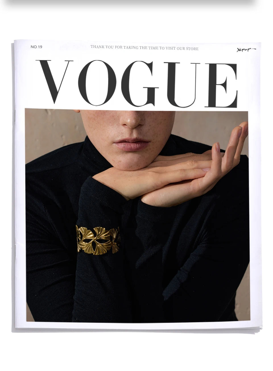 18K Gold PVD Ginkgo Biloba Cuff Bracelet