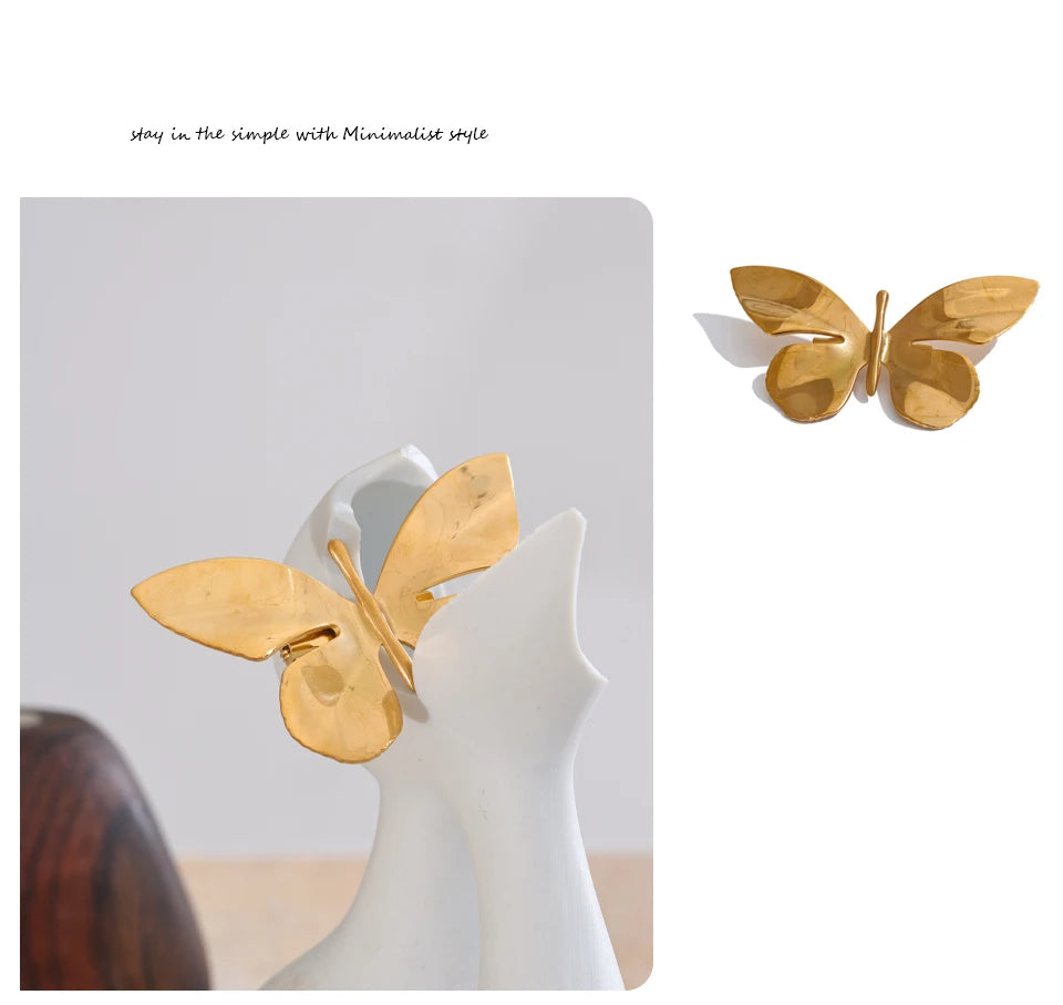 18K Gold Butterfly Brooch Pin