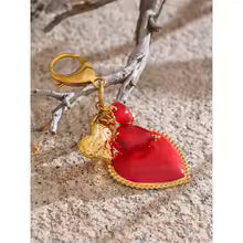 Red Glass Heart Keychain
