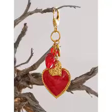 Red Glass Heart Keychain