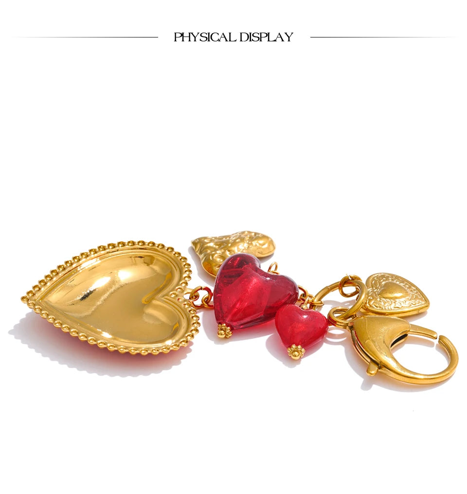 Red Glass Heart Keychain
