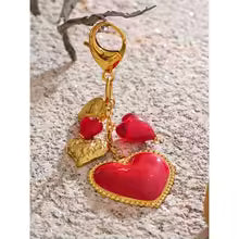 Red Glass Heart Keychain