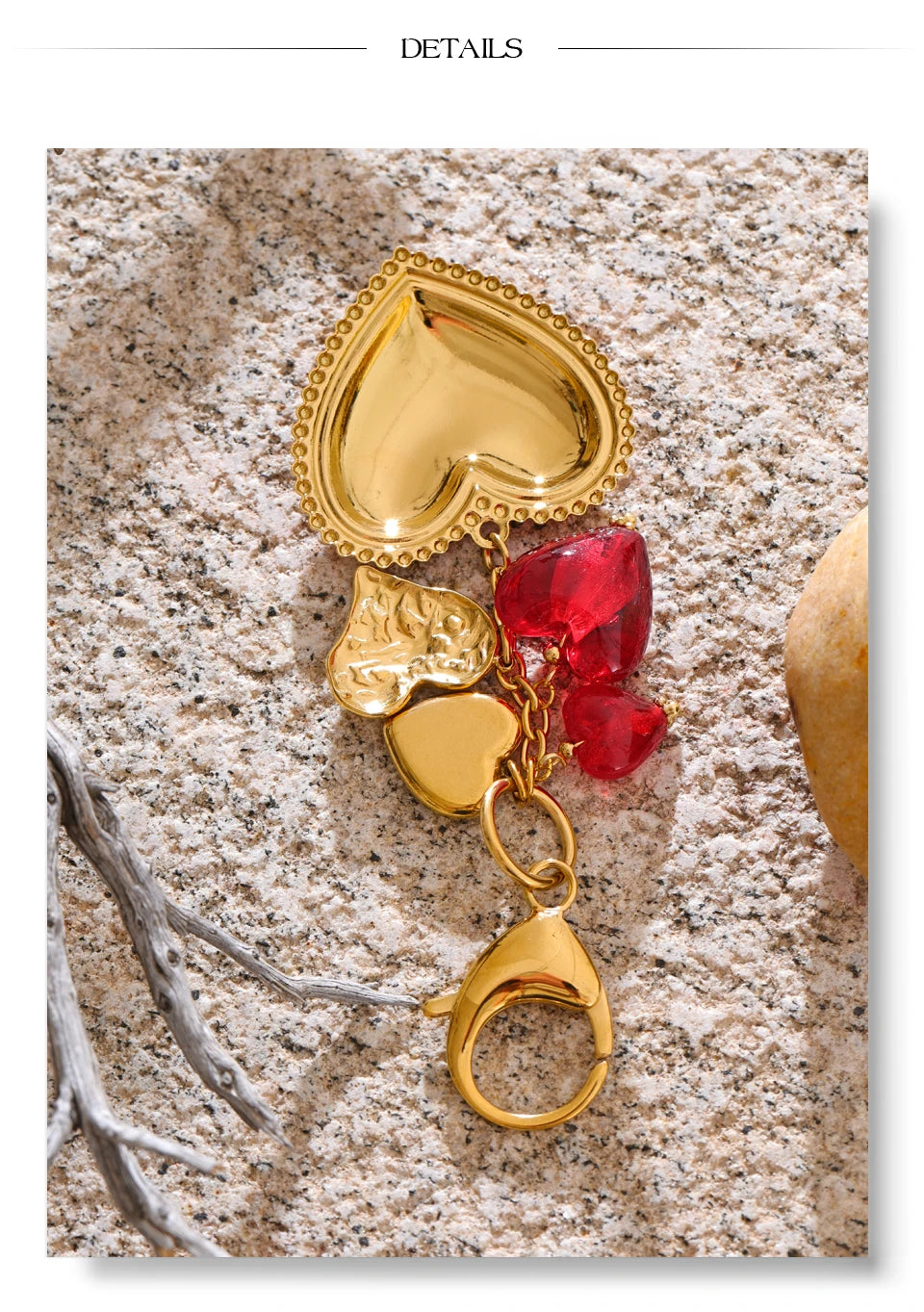 Red Glass Heart Keychain