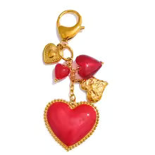 Red Glass Heart Keychain
