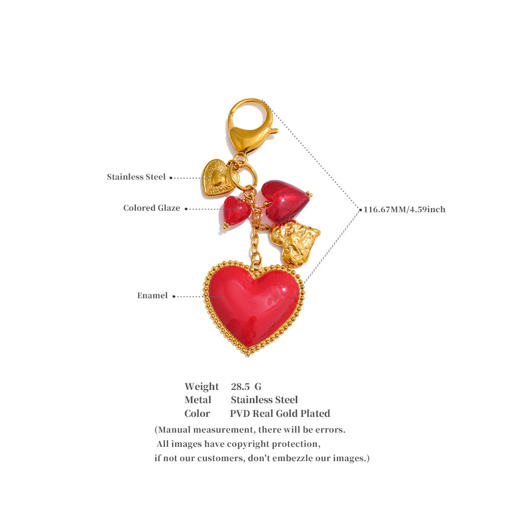 Red Glass Heart Keychain
