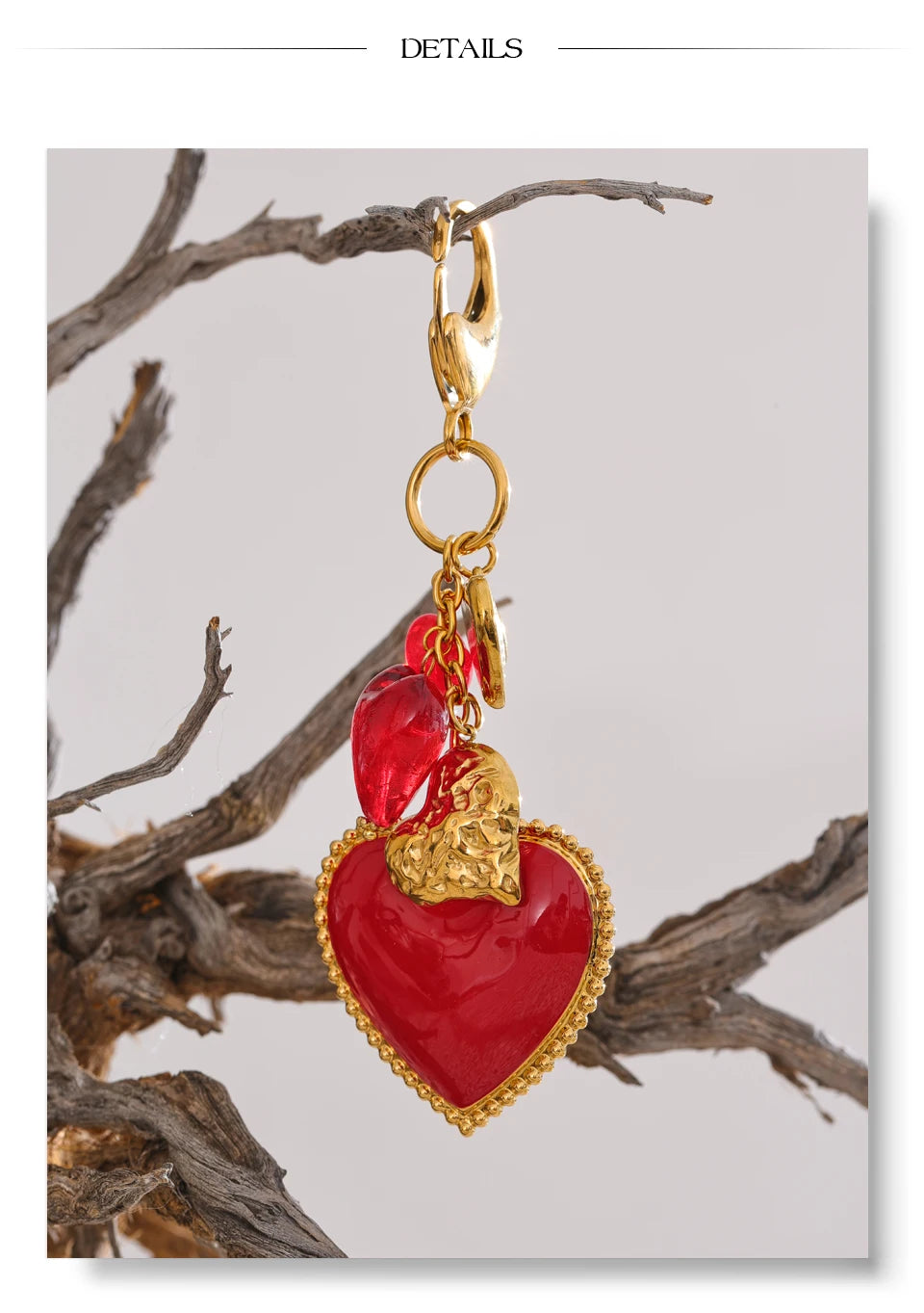 Red Glass Heart Keychain