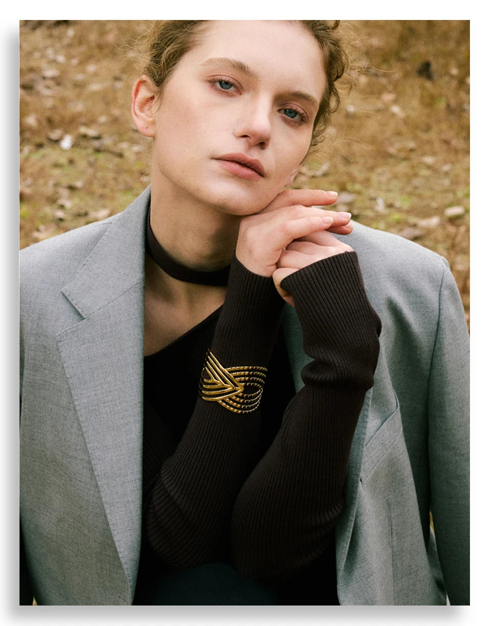 Geometric Hollow Stainless Steel Cuff