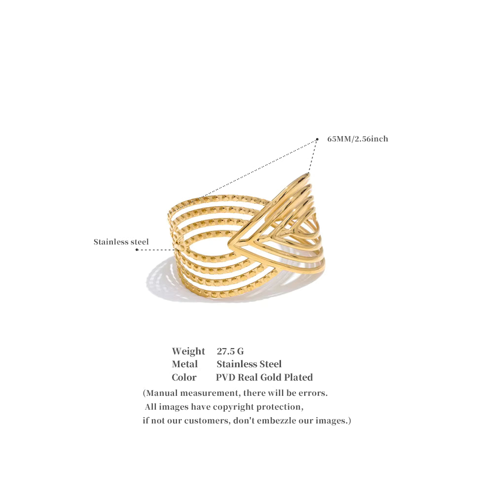 Geometric Hollow Stainless Steel Cuff