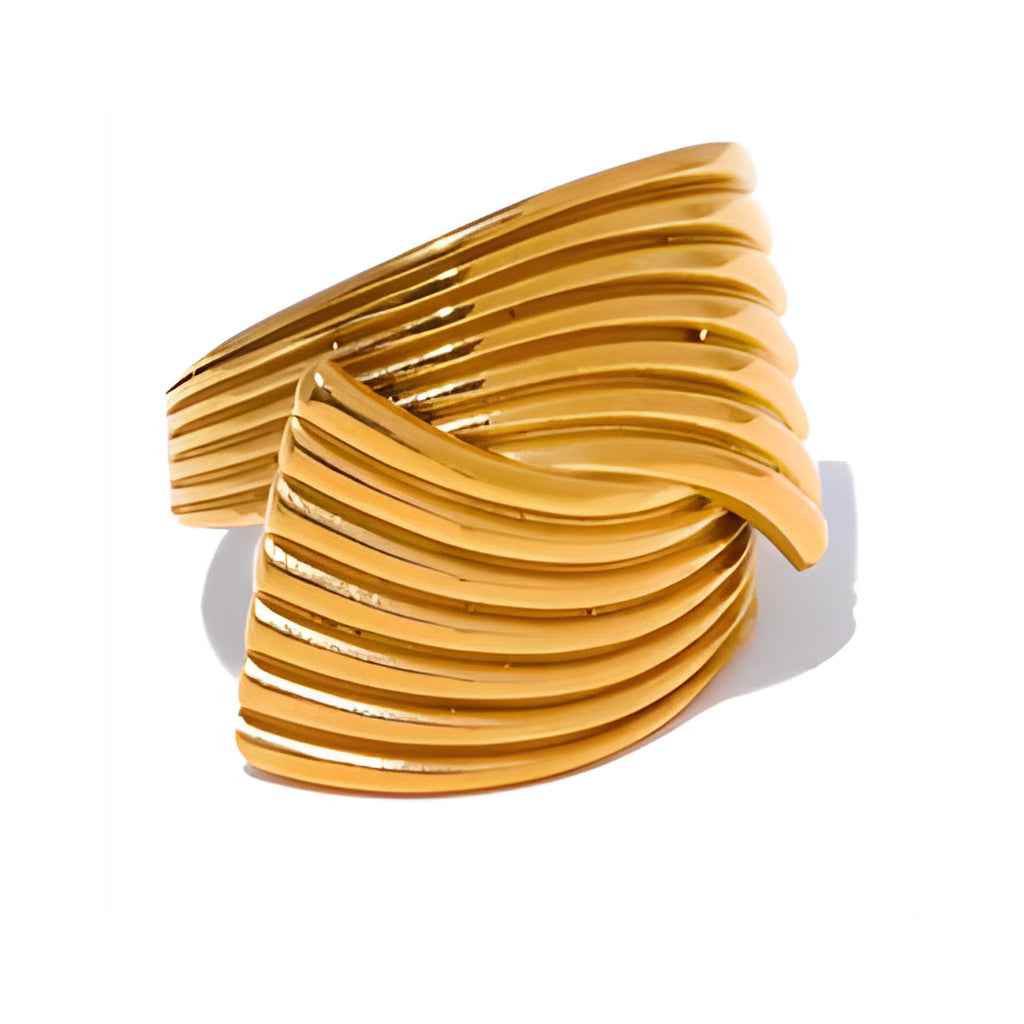 Geometric Golden Wide Ring