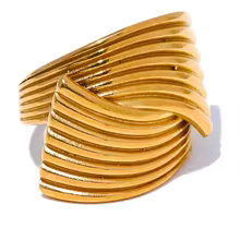 Geometric Golden Wide Ring