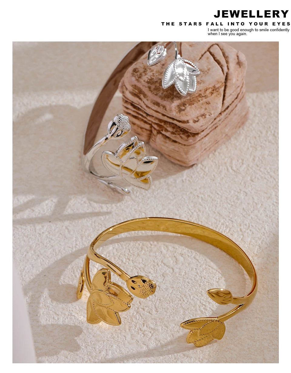 Geometric Hollow Stainless Steel Cuff