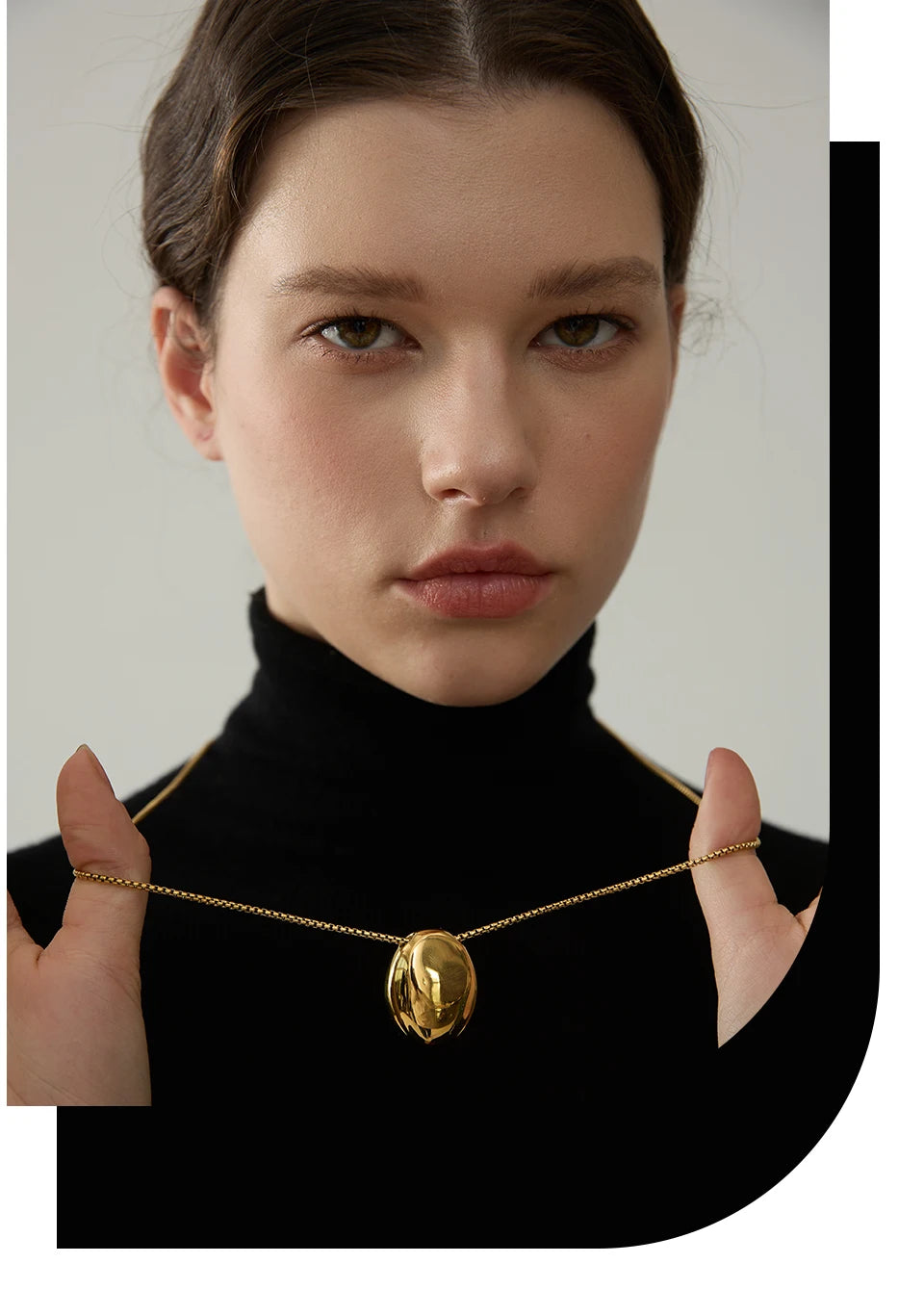 Minimalist 316L Stainless Steel Oval Pendant Necklace