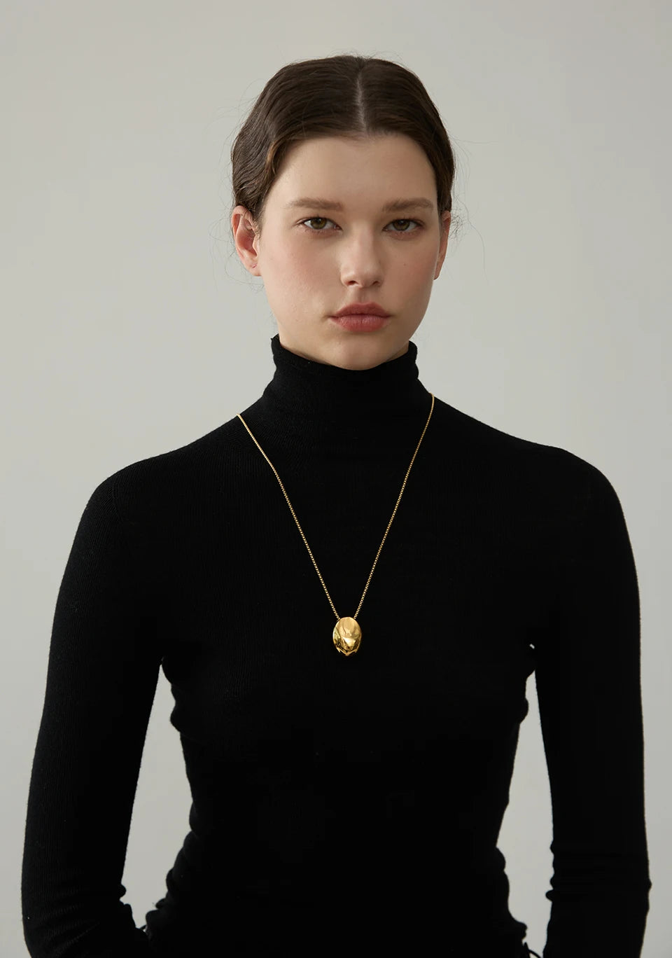 Minimalist 316L Stainless Steel Oval Pendant Necklace