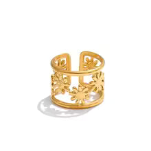 Stainless Steel Flower Hollow Ring