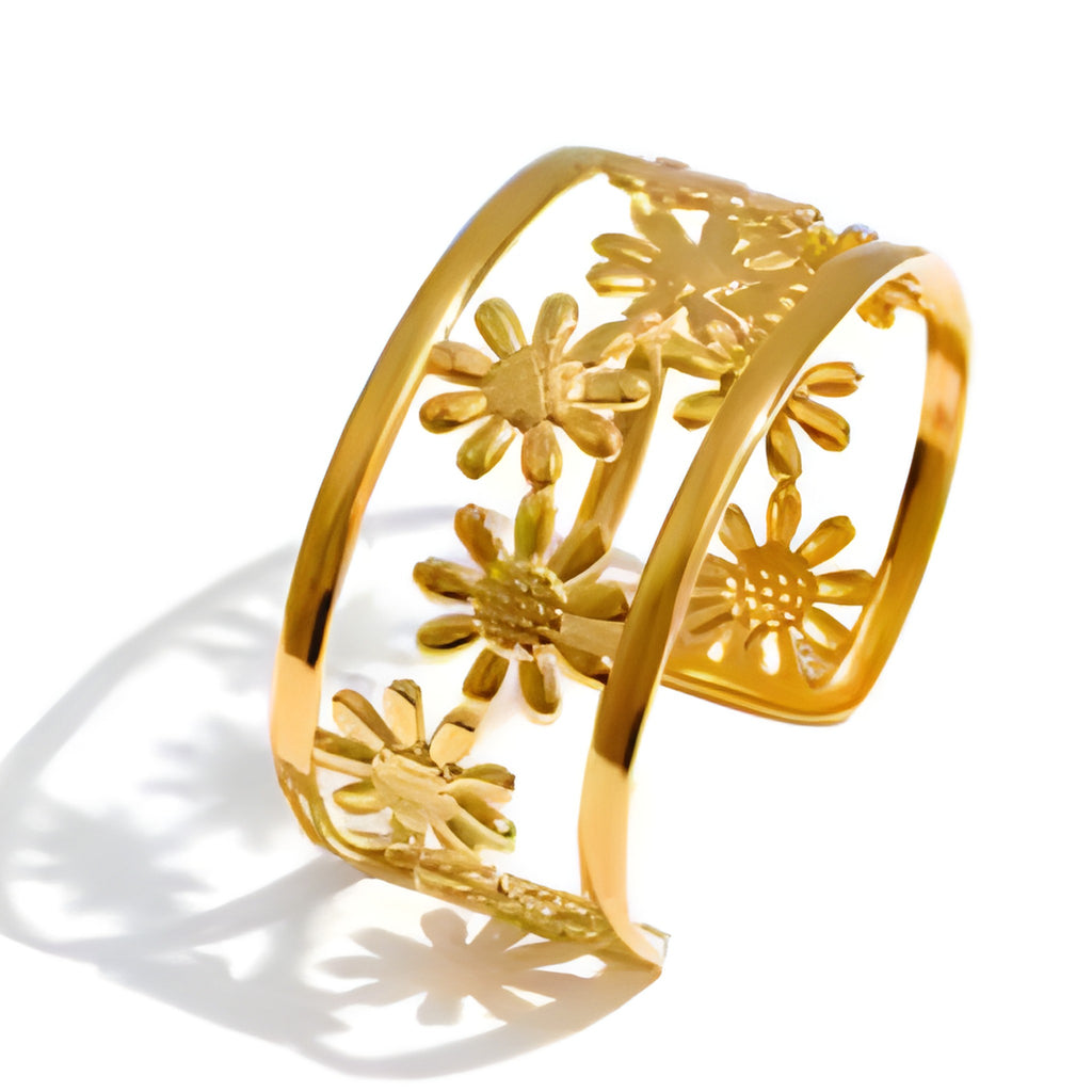 Stainless Steel Flower Hollow Ring