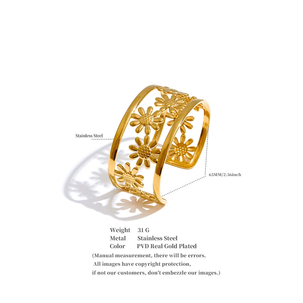 Stainless Steel Flower Hollow Ring