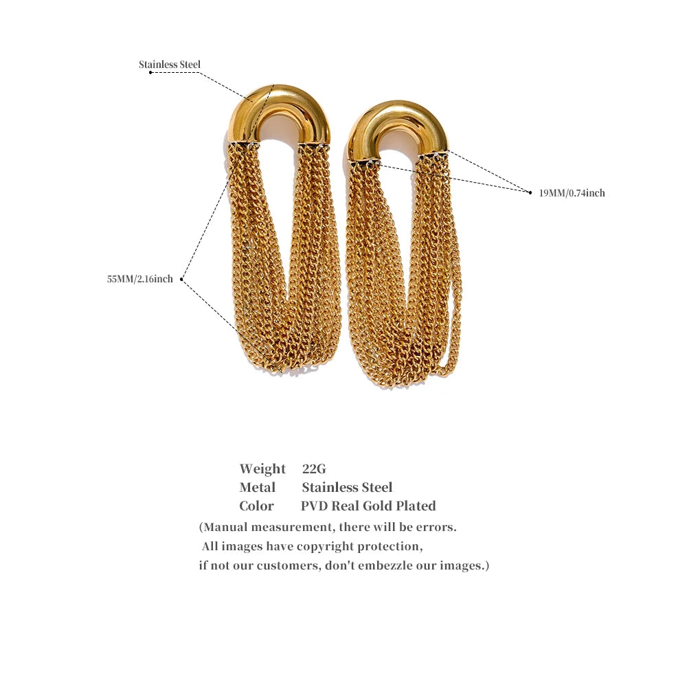 316L Stainless Steel Tassel Dangle Earrings