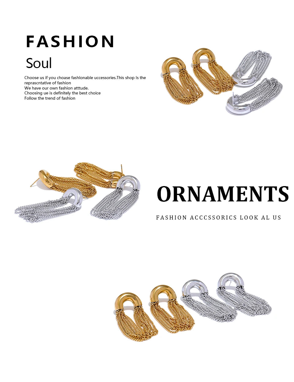 316L Stainless Steel Tassel Dangle Earrings