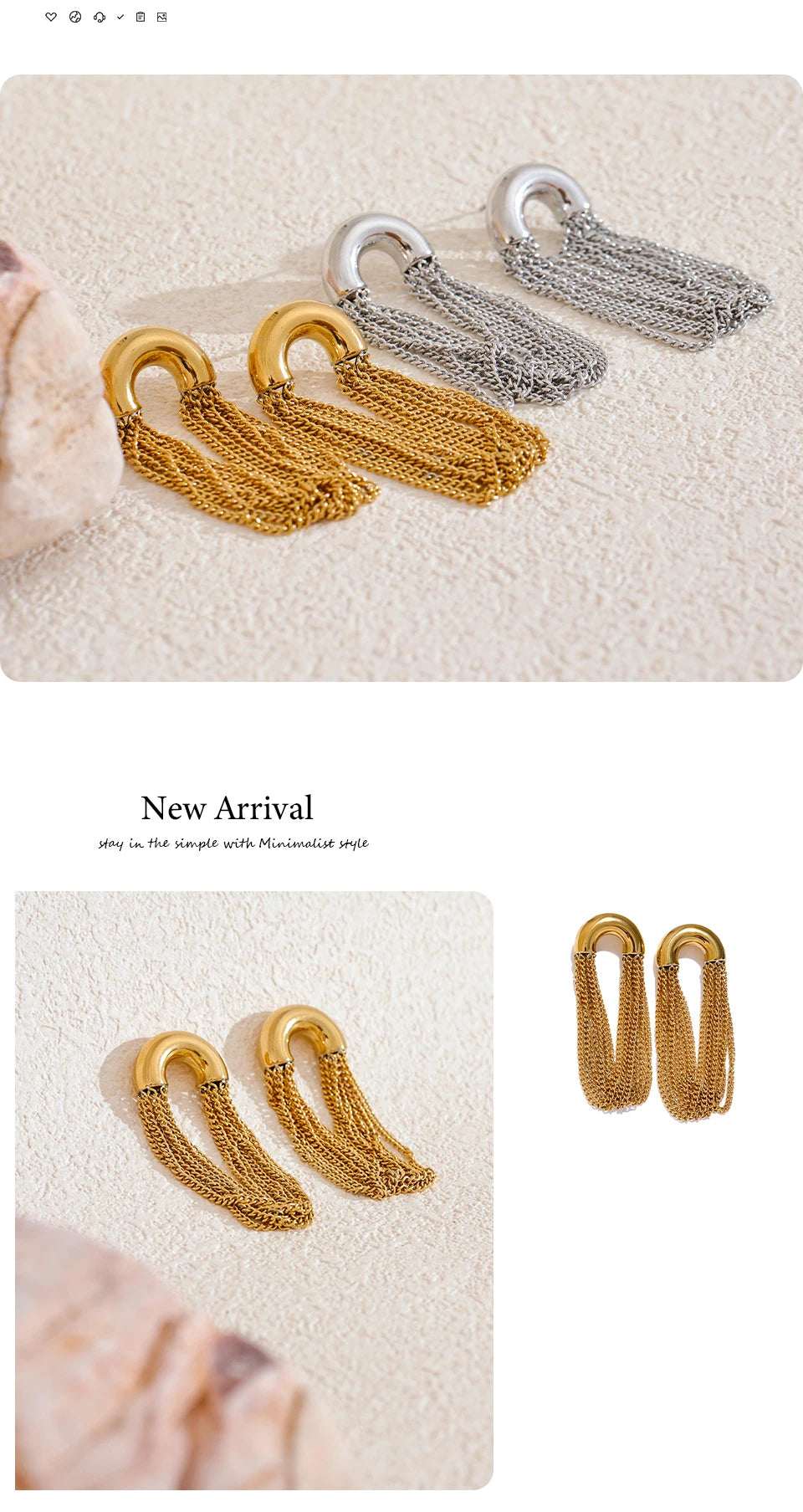 316L Stainless Steel Tassel Dangle Earrings