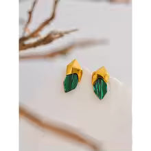Green Malachite Stud Earrings