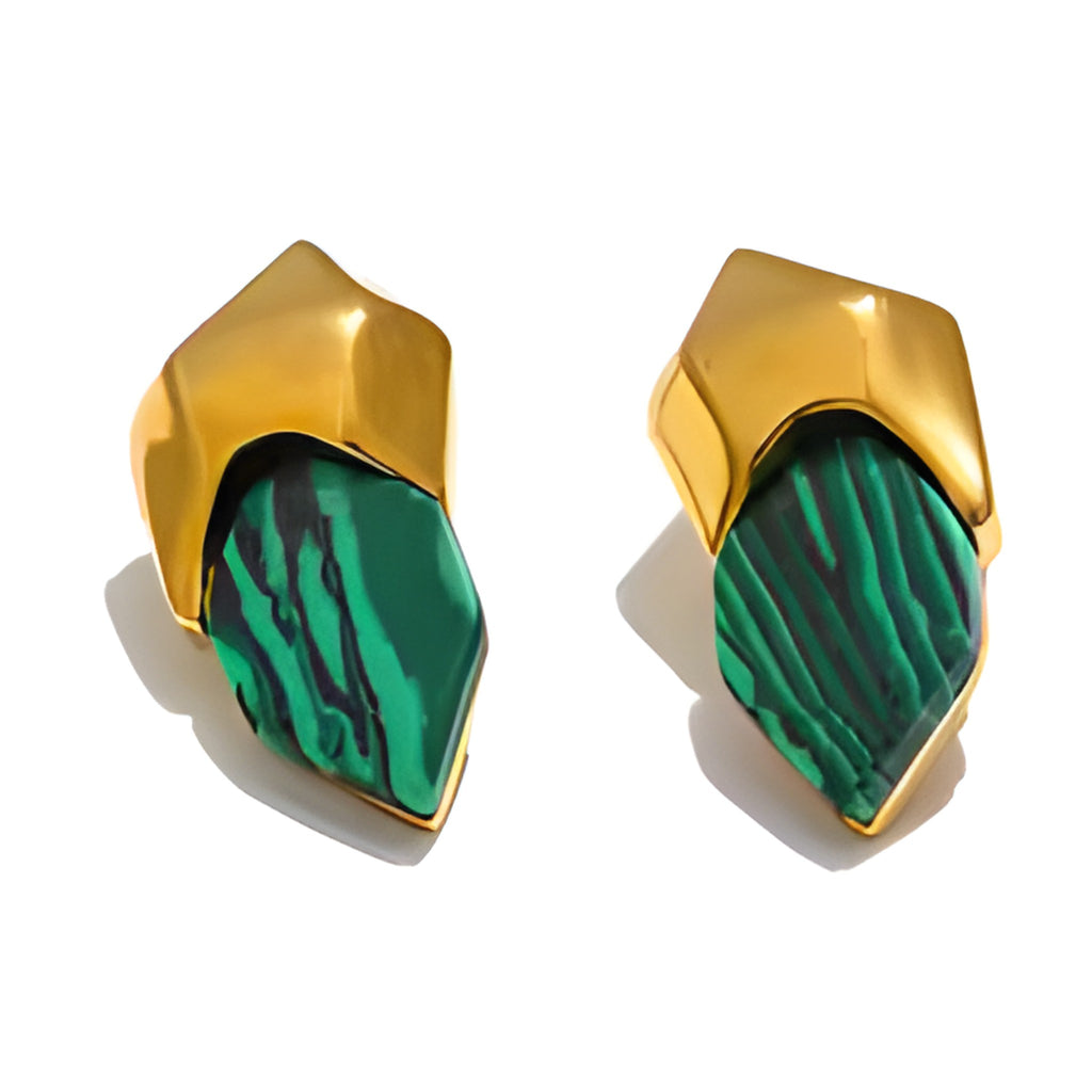 Green Malachite Stud Earrings